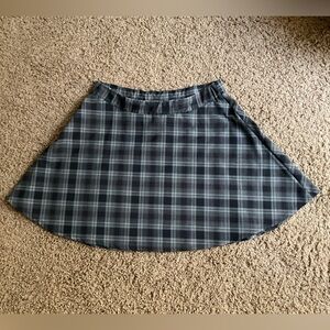 Y2K Gray & Black Plaid Mini Skater Skirt, Medium